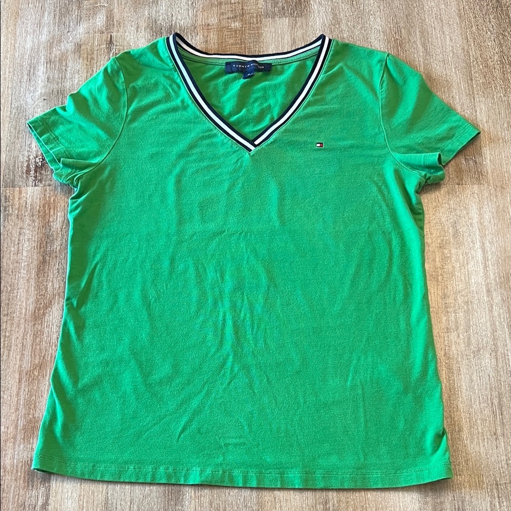 Tommy Hilfiger Bright Green V-Neck Tee